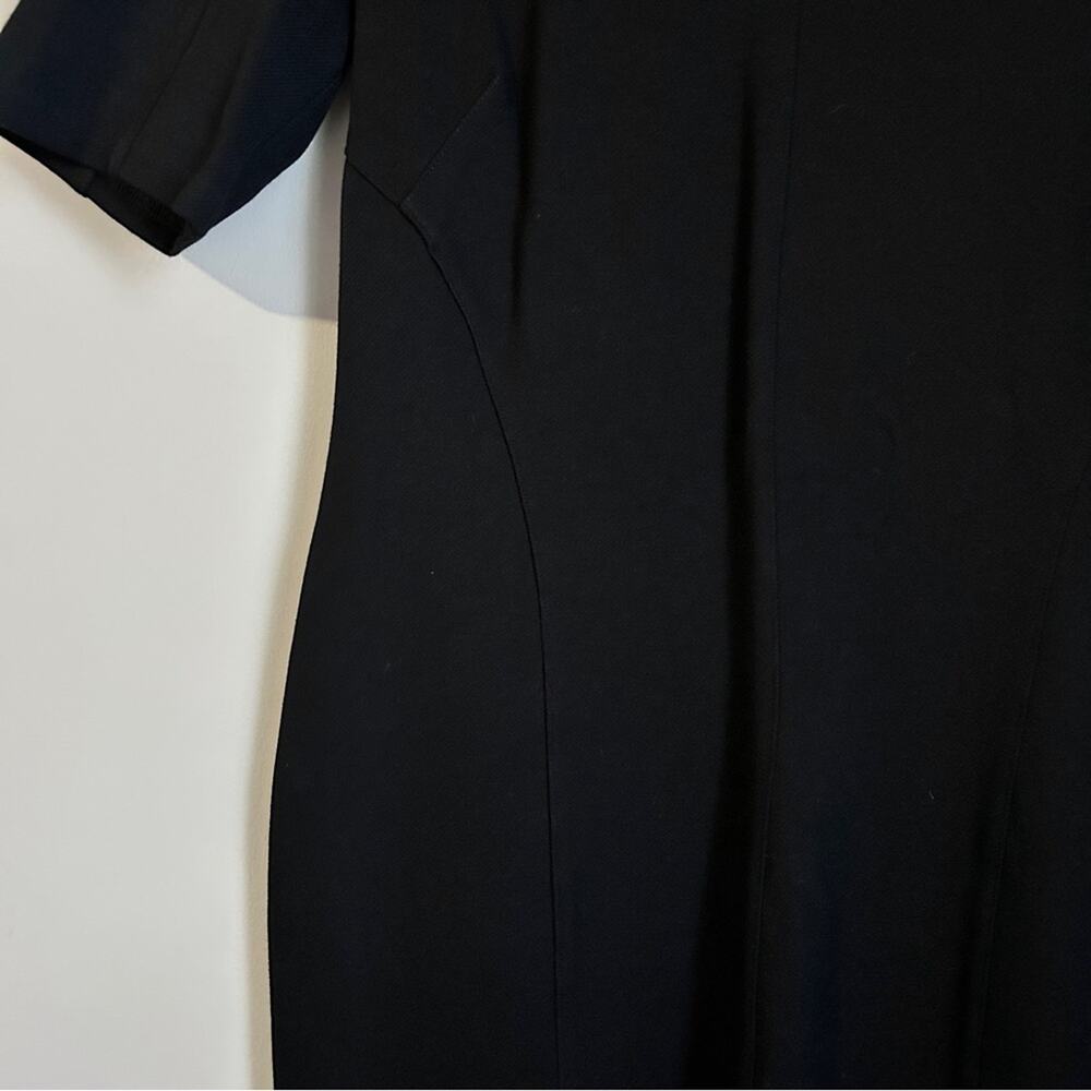 CAbi Black “Claire” Ponte Knit V-Neck 1/2-Sleeve Knee-Length Sheath Dress Size 6 - Picture 6 of 14